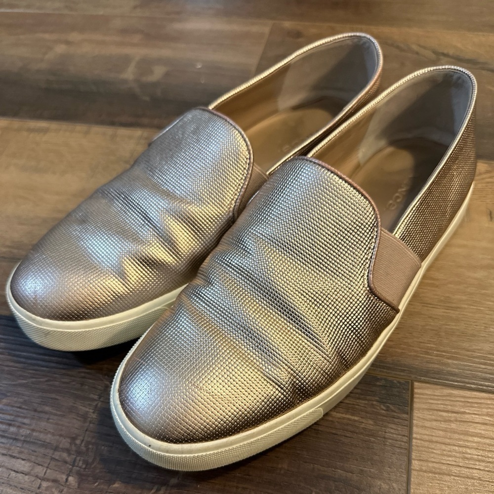 Rose gold metallic‎ Vince slip ons size 8.5
